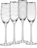 Mikasa Cheers Set of 4 Platinum Rim Champagne Flutes, 8 Ounce