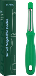 Beneno Swivel Vegetable Peeler, Premium Smooth Peeling Potato Peeler, Green | Razor-Sharp Stainless Steel Blade, Ergonomic Non-Slip Grip, Built-In Potato Eye Remover, Durable Design for Fruits & Veggies