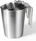 Newness 5-Pack Stainless Steel Measuring Cups Set, Metal Measuring Cup | (3 Marking, Cup/ML/Oz Scale)(2, 3, 4, 6 & 8 Cup) Metal Measuring Cup with Handle For Prepping, Baking and Cooking, Dishwasher