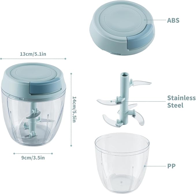 Small Manual Food Processor Protable Meat Salad Fruit Chopper Onion Cutter Garlic Mincer Kitchen Gadgets,900ml