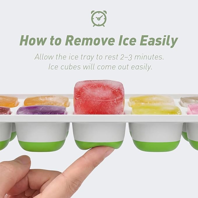 ChefAide Ice Cube Tray with Lid, 4 Packs 56 Cubes Durable Stackable Ice Cube Trays for Freezer with Removable Lids, Easy-Release Plastic & Silicone Ice Tray for Cocktail, Coffee