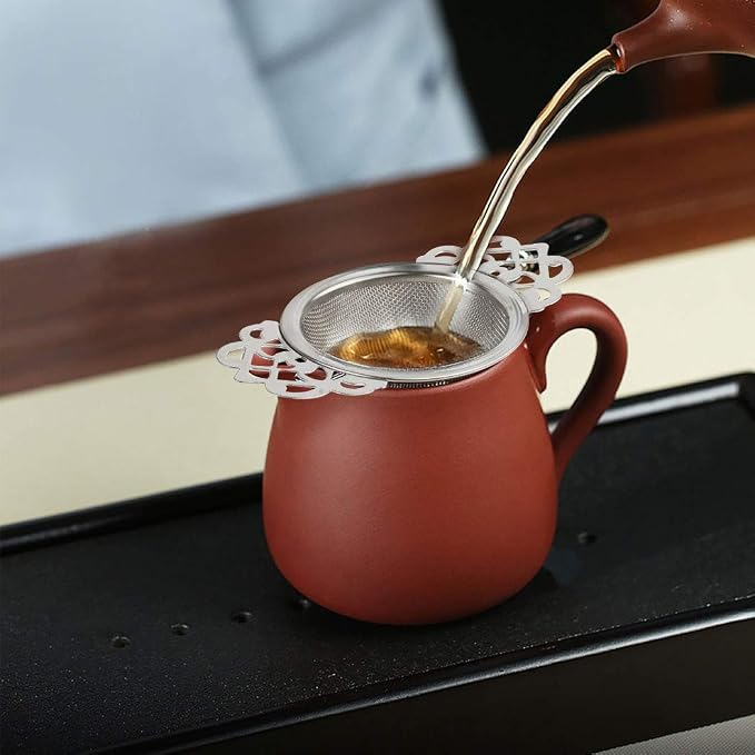 Picowe 4 Pack Tea Strainer Bowl, Stainless Steel Sliver Tea Strainers for Loose Tea Fine Mesh for 2.5-4 Inch Cup Mouth