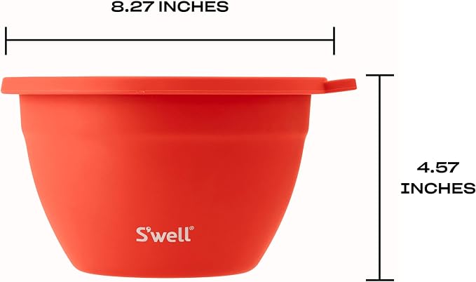 S'well Stainless Steel Salad Bowl Kit 64oz, Radiant Coral, Comes with 2oz Mini Canister and Removable Tray for Organization, Leakproof, Easy to Clean, Dishwasher Safe