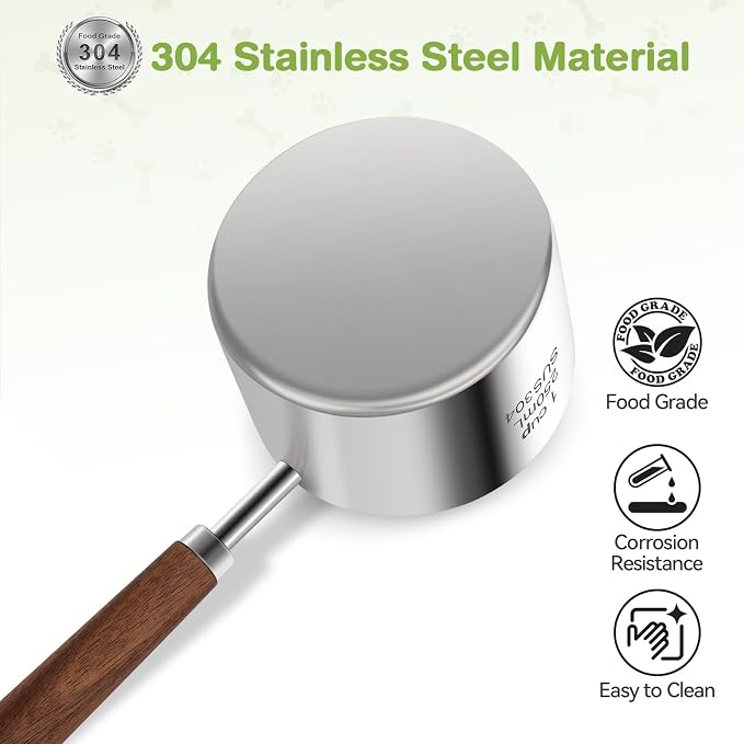 Dog-Cat Food-Scoop Measuring-Cup - 304 stainless steel material.1-Cup capacity. Precision scale measurements