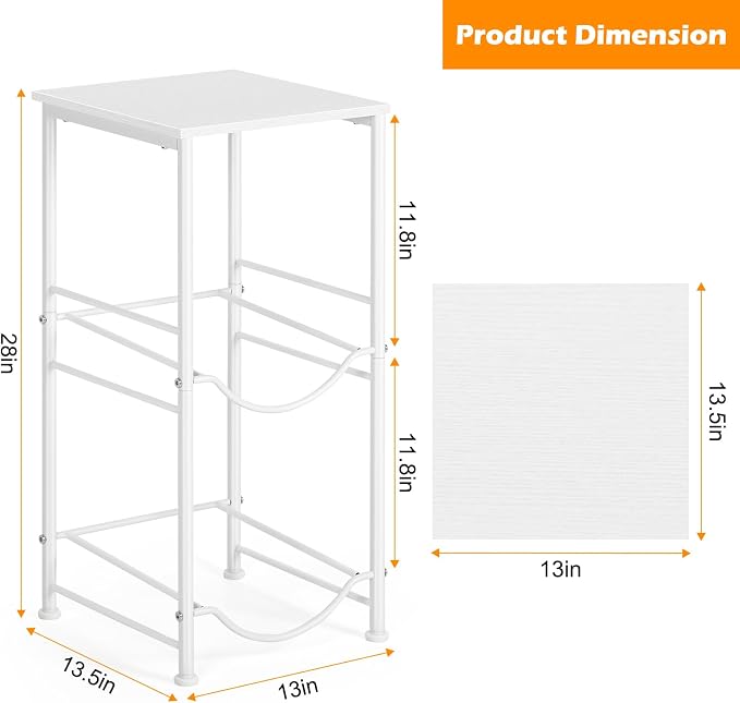 5 Gallon Water Jug Holder Water Dispenser Stand with Top Shelf, 5 Gal Water Bottle Holder with 2 Slots Round Metal Frame for Kitchen, Dining Room, Office, White