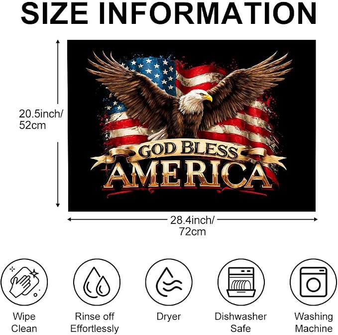 Patriotic Eagle Stove Top Cover 28.35x20.47 in Non Slip | Heat Resistant Cooktop Protector Mat with Non-Slip Backing, Scratch Protection and Countertop Drying Mat.