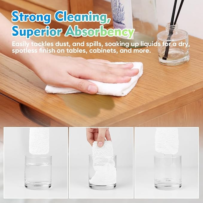 HOMEXCEL White Microfiber Cleaning Cloth 20 Pack 11.5 x 11.5 inch Microfiber Towels for Cars Ultra Absorbent Car Washing Cloth Lint Free Streak Free Cleaning Rags for Car, Kitchen Window