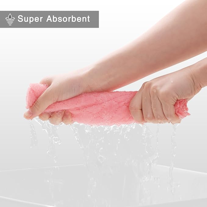 Homaxy 12 Pack Super Soft Absorbent Dish Towels, 10" x 20", Multi Color | Coral Velvet, Nonstick Oil Fast Drying Microfiber Cleaning Cloth, No Lint Dishcloths for washing and drying