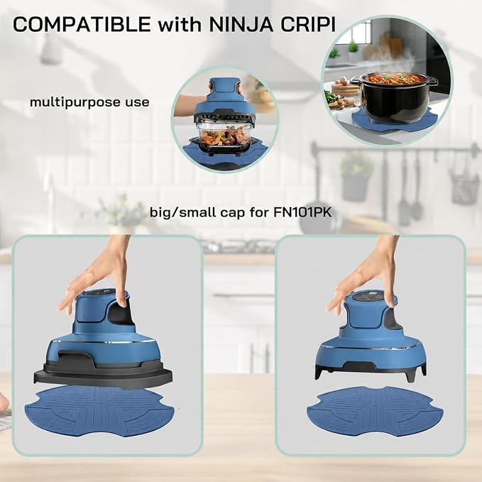Silicone Heat Resistant Mat for Ninja Crispi Air Fryer, Non-Slip Hot Pad for Ninja Crispi Accessories Periwinkle, Compatible with Ninja Airfryer FN101PL