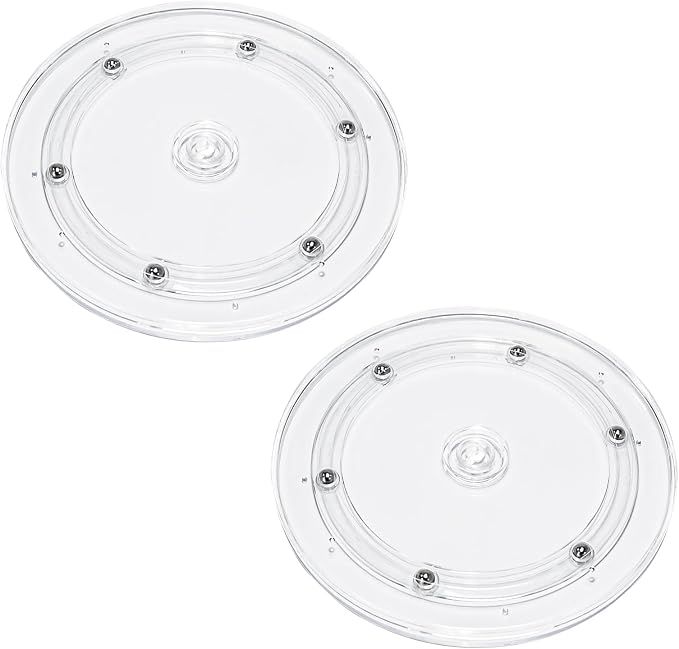 2Pcs Clear Acrylic Lazy Susan 7 Inch Turntable Organizer Bearings | Mini Lazy Susan, Small Lazy Susan Turntable, 360° Rotating Swivel Plate for Spice Rack, Cosmetic, Cake, Pantry, DIY Display