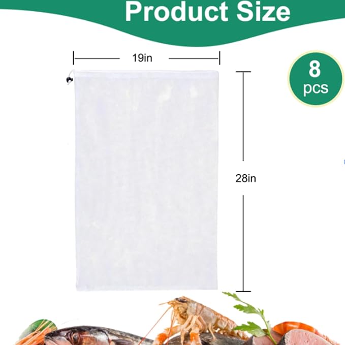 6 large Reusable Seafood Boil Bags, 19x30 Inches Cooking Bags with Drawstring, Food Storage, Sturdy， Easy Clean, Meal Prep, Heat-Resistant for Seafood Boil Party, Family Dinner.