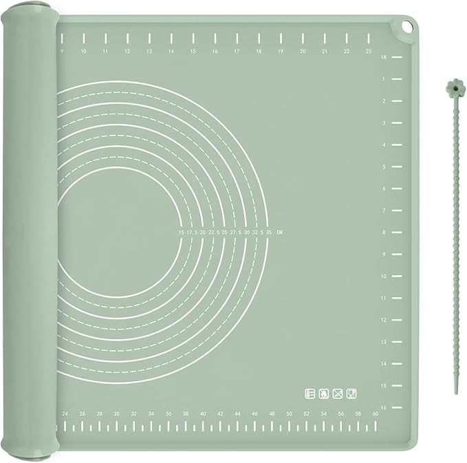 Silicone Baking Mat 28"x20", Extra Thick Dough Rolling Mat | with Measurements and Edge Heightening, Non-stick Food Grade Pastry Mat for Pastry, Bread, Cookies, Pizza, Fondant, Pasta