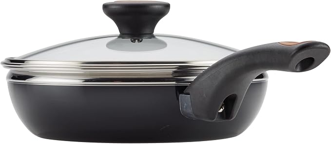 Farberware Glide Copper Ceramic Nonstick Egg Poacher Pan with Lid, 8-Inch, Black