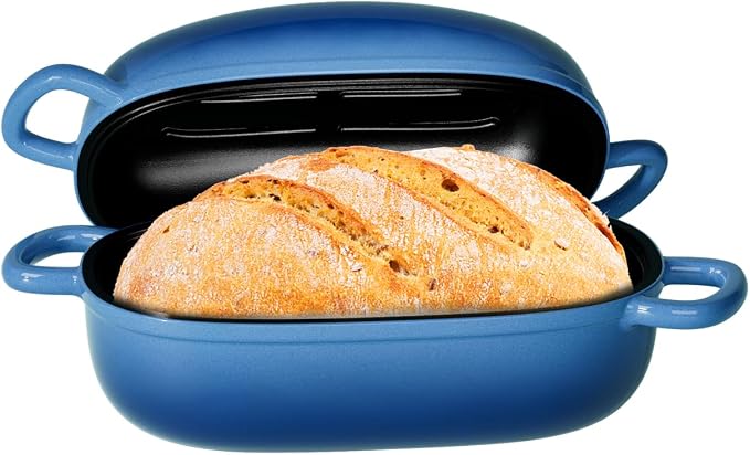Dutch Oven 9x6 Inch，2.5QT Cast Iron Bread Pans for Bread Baking | Loaf Pan with Lid, loop handles，for Homemade Breadmaking，induction cooktop，oven safe，cooking stews & meats