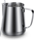 Milk Frothing Pitcher, 20oz Steaming Pitcher Stainless Steel Espresso Machine Accessories for Coffee Bar, Cappuccino Barista Tools Milk Jug Steamer Frother Cup with Decorating Latte Art Pen