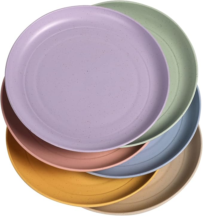 CAMBUY Wheat Straw Plates 6 Pack 5.9 Inch Small Appetizer Plate Set | Unbreakable Lightweight Reusable Dishwasher & Microwave Safe Daily Use Dinner Dishes for Kitchen Outdoor Camping