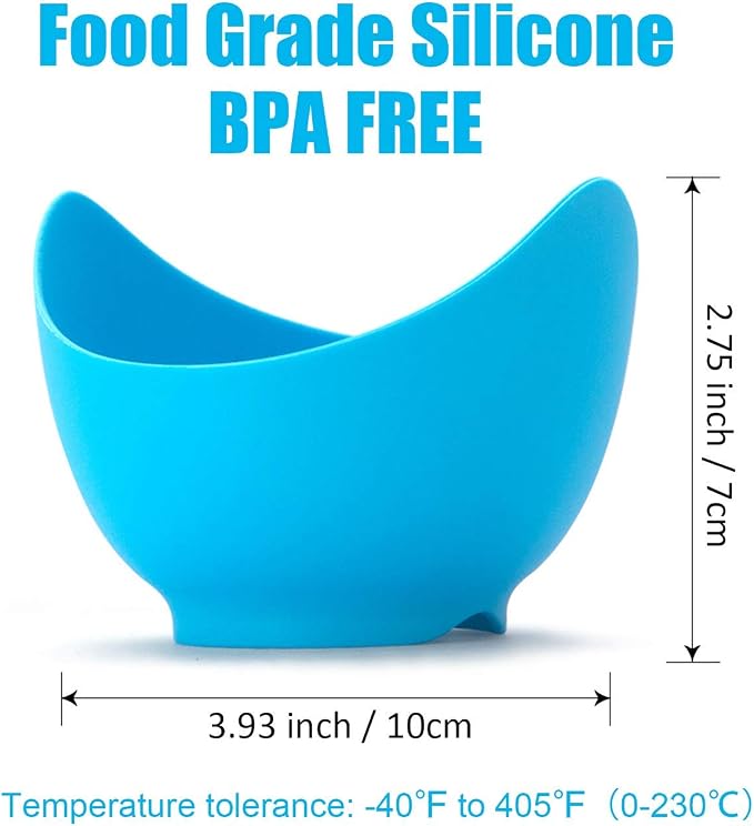 Silicone Egg Poacher Cups, 4 Pack with Stable Ring Base | Make Poached Eggs Easily on Stovetop, Microwave, Air Fryer or Oven, Easy Release, BPA-Free, Includes Oil Brush