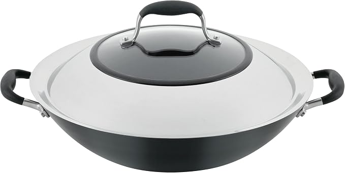 Anolon Advanced Home Hard-Anodized Nonstick Open Stock Cookware- Woks (14-Inch Covered Wok, Onyx)