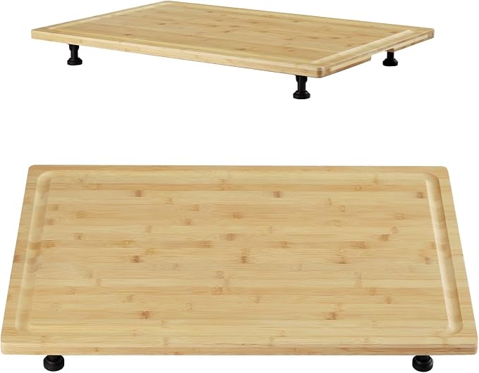 Bamboo Cutting Board, 30"x20" Extra Large Noodle Board with 4 Removable Feet, Juice Groove, Wooden Stove Top Covers for Electric Stove, Gas Burners, Counter Space