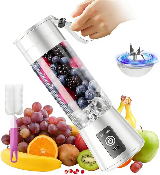 Small Portable Shakes & Smoothie Blender - 13 Oz Personal Size Blender | 380ML BPA Free Traveling Juice Cup, High Blending Speed of 20,000 Rpm, Squeezing Juice Suit in Sports/Office/Home/Travel
