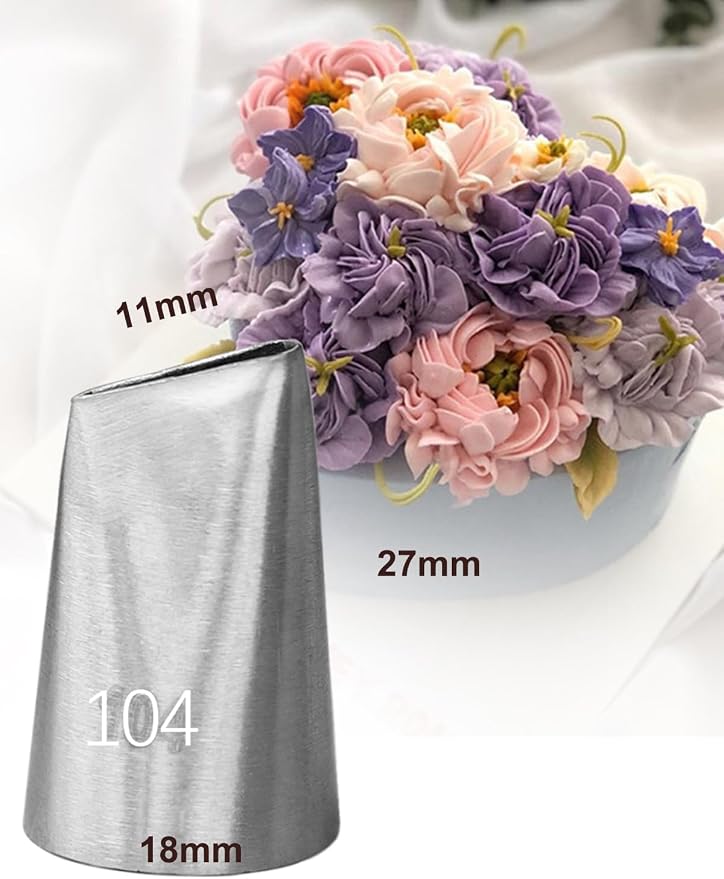 Piping Tip 104 Petal Tip for Blooming Flowers,Rose,Petals &Waves,2 Pcs