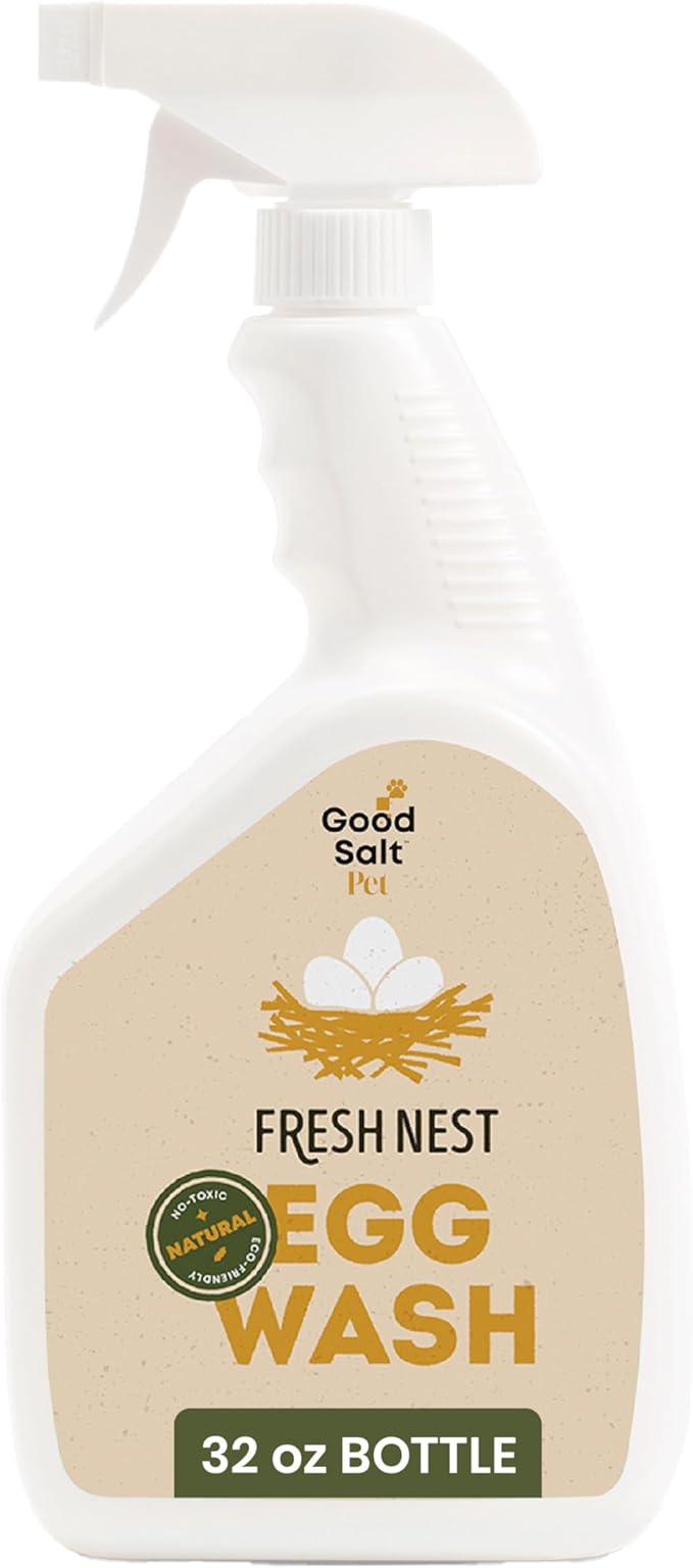 Clean Republic Good Salt Pet Fresh Nest Egg Wash Spray, Natural Cleaner for Freshly Laid Eggs, Made in the USA, 32 Ounce Bottle