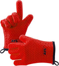 AYL Silicone Smoker Oven Gloves - Extreme Heat Resistant BBQ Gloves - Handle Hot Food on Your Grill, Pit & Turkey Fryer | Waterproof Meat Handling Mitts with Cotton Layer | Ultimate Set + Bonuses