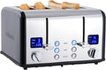 CUSIMAX 4 Slice Stainless Steel Toaster with Digital Display, Black | LED Display with Countdown Timer, 6 Browning Levels, Bagel/Defrost/Cancel, Dual Independent Controls, 1.5" Extra Wide Slots