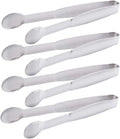 HINMAY Mini Tongs 5-3/4 Inch Stainless Steel Small Serving Tongs, Set of 4 | Tiny Kitchen Tong for Appetizers, Tea Party, Coffee Bar, Desserts