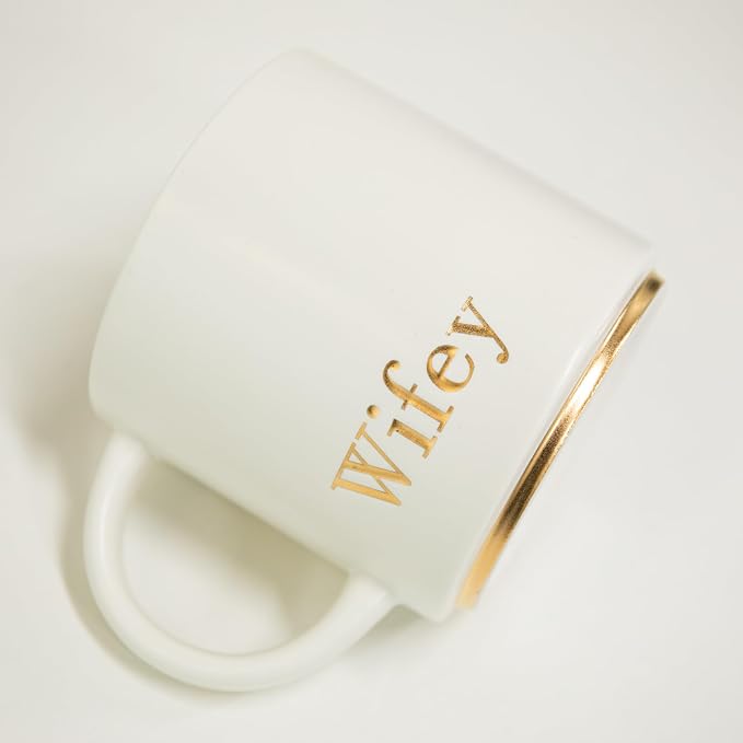 COLLECTIVE HOME Hubby & Wifey Ceramic Coffee Mug Set, 15oz, 2-Piece | Luxury Wedding Gift for Couples, Elegant Coffee Cups for Newlyweds, Anniversary & Engagement Gift, Gift Box Set