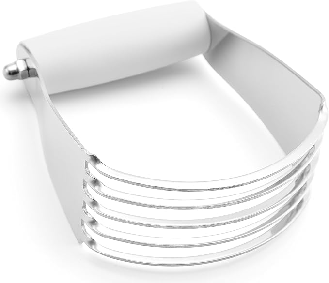 Spring Chef Medium Dough Blender Hand Tool - Durable Pastry Cutter - White | Heavy Duty Dough Mixer w/ Stainless Steel Blades, Professional Pastry Blender for Easy Mixing, Dishwasher Safe