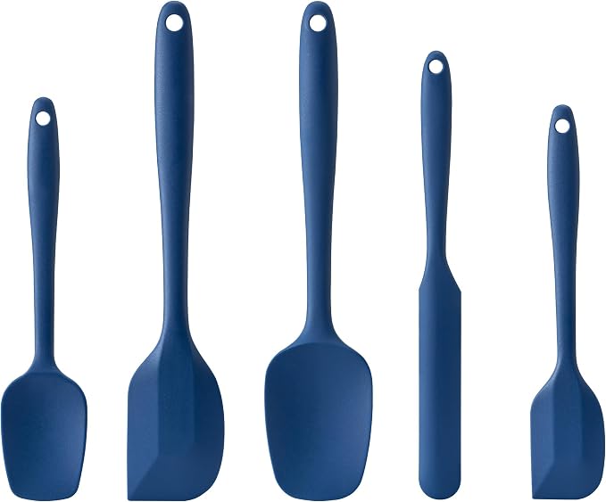 Silicone Spatula Set,5 Piece Food Grade Rubber Spatulas,Navy Blue | Spatulas Silicone Heat Resistant for Baking,Cooking,and Mixing High Heat Resistant Non Stick Dishwasher Safe BPA-Free