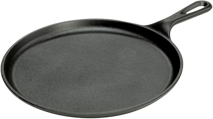 Lodge Round Seasoned Cast Iron Griddle - Round-Shaped, Pre-Seasoned Iron Griddle Pan - Non-Toxic, PFAS-Free Cookware - Compatible with Stovetop, Oven, Grill, or Campfire - 10.5 Inches (Pack of 3)