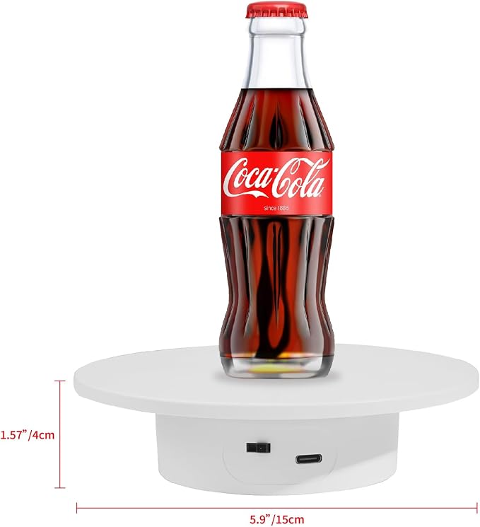 Motorized Rotating Display Stand, 5.9 Inches/15cm Diameter, 360 Electric Rotary Turntable Base Lazy Susan, Load-Bearing 11Lbs, for Photography Crafts Jewelry Toy Collectible Display (ND150C)
