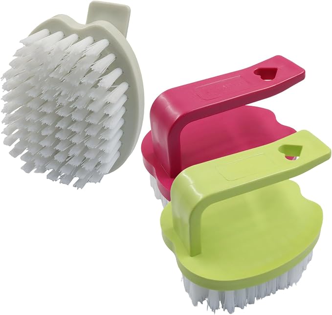 Vegetable Scrubber Brush, 3 Pack | Stiff Bristles, For Fruits/Potatoes/Carrots, Green+White+Red