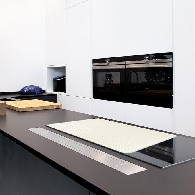 YUHFERA Stove Top Cover for Electric Stove - Silicone Stove Mat for Glass Top, Glass Cooktop Protector, XL Dish Drying Mats for Kitchen,Oven Covers for Electric Stove (Beige,30 x 21)
