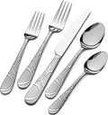 Pfaltzgraff Frost 53-Piece Flatware Set, 18/0 Stainless Steel Silverware Set for 8 with Steak Knives, Serving Pieces, Dishwasher Safe