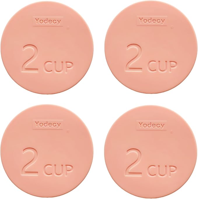 Yodecy Silicone Bowl Lids fit Pyrex Glass Bowls 7200-PC 2 Cup, fit Anchor Hocking Glass Bowls 7200-PC 2 Cup,Replacement Lids 4.76in/12.1cm(4 Pack Pastel Pink)