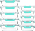 M MCIRCO 10 Pack Glass Food Storage Containers with Lids, Green | Glass Meal Prep Containers,Airtight Lunch Containers with Lids, Microwave, Oven, Freezer and Dishwasher Friendly, BPA Free