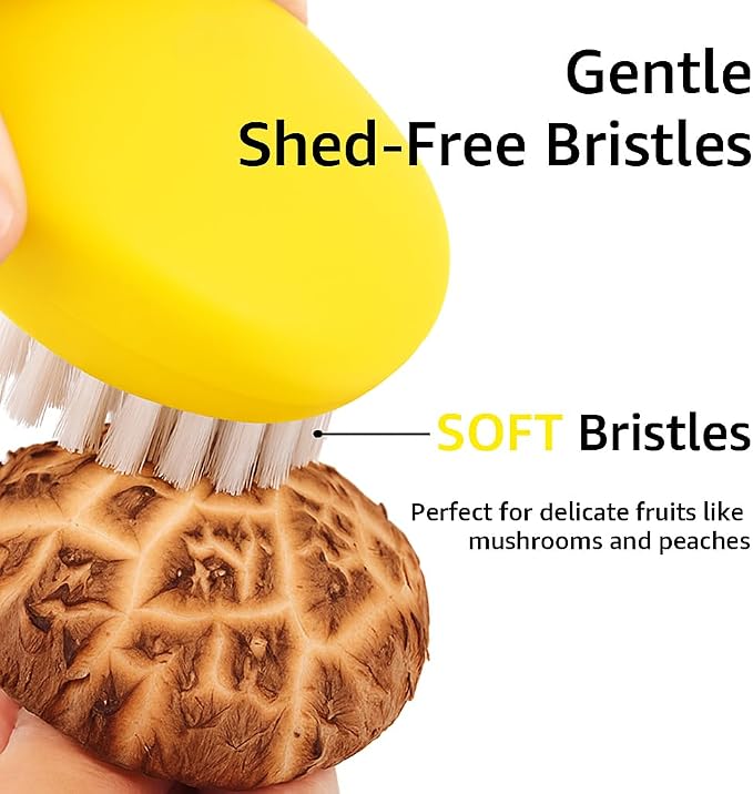 2-Pack Vegetable Brush, Dual Bristles for Daily Produce, Yellow | Dual bristles for daily produce, potatoes, carrots, fruits, greens