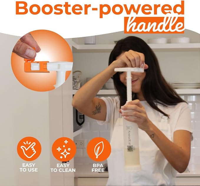 Churro Maker Kit, Booster-Powered Handle, Filler Needle, 3 Nozzles | QR recipe guide, 304 stainless steel nozzle, homemade filled churros, sweet fillings, easy shaping, family cooking activity