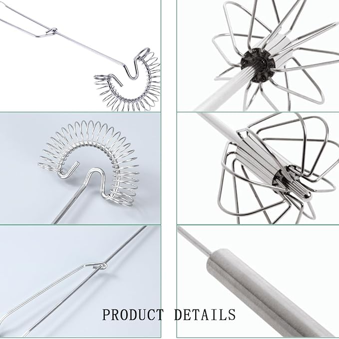 3 Pack Stainless Steel Egg Whisk Versatile Easy Whisk Hand Push Rotary Milk Frother Cooking Beater Manual Mixer for Beating Eggs Mixing Whipping Smoothies Shakes (2 Styles)