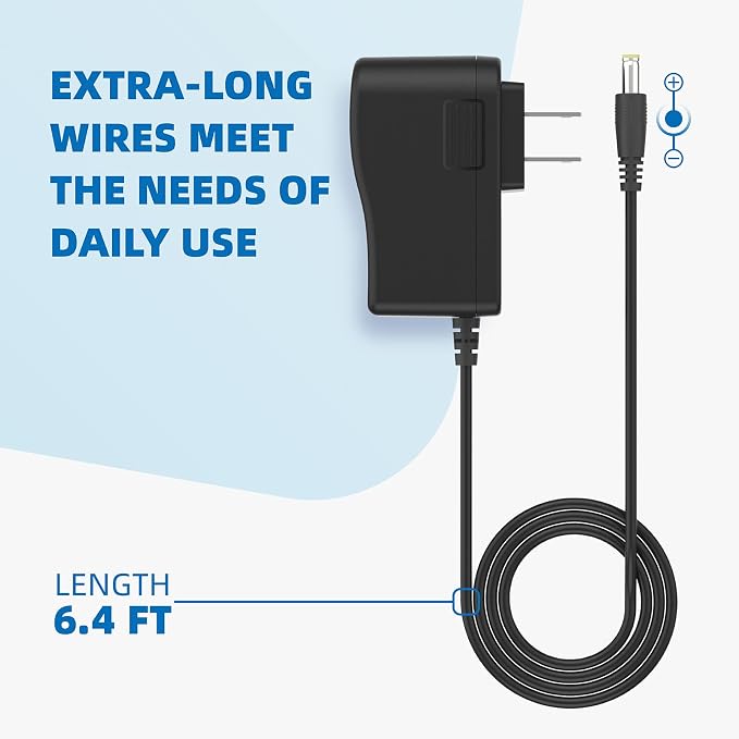 6V AC Power Adapter for Automatic Sensor Trash Cans 2.5 to 23 Gallon, 6.4Ft Long Power Cord Supply, for Trash Can Parts, 13 Gallon Trash Can Ac Adapter Power Cord