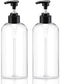 Plastic Pump Bottles Dispenser 2Pack 16.9oz Shampoo Bottle BPA Free | Empty Pump Bottle Refillable Clear Shampoo Conditioner for Lotion, Liquid Soap, Massage Oil
