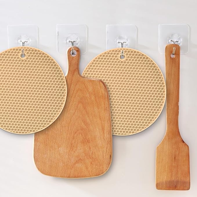 homEdge Silicone Trivets Mat, 6 Packs Multipurpose Non Slip Heat Resistant Pot Holder-Tan
