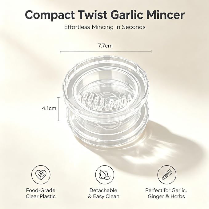 2PCS Clear Manual Garlic Twister and Ginger Mincer Tool, Transparent Manual Garlic Twist, Compact Garlic Mincer Tool for Garlics, Ginger, Onion, Nuts, Herbs, Impact Resistant Kitchen Gadget