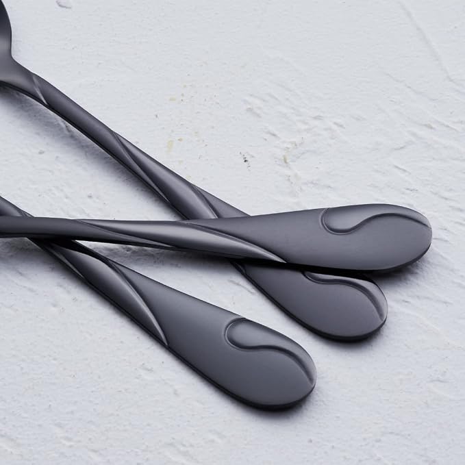 Black Silverware Set for 12, 60-Piece Stainless Steel Flatware Set, Shiny Black Metal Cutlery Set, Include Fork, Knife and Spoon Set, Dishwasher Safe
