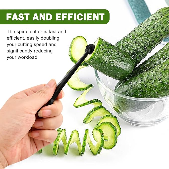 Kitchen Spiral Cutter and V-Shaped Tools with peeler, Spiral Potato Cutter V-Shape Carving Tool Vegetable Spiralizer Manual Screw Peeler for Veggies Cucumber