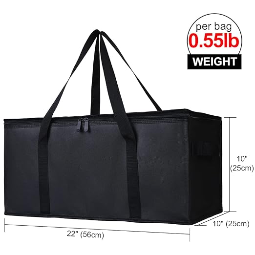 Bodaon 2-Pack Insulated Food Delivery Bag, 22" x 10" x 10" Insulated Pizza Delivery Bags for Hot/Cold Food, Black