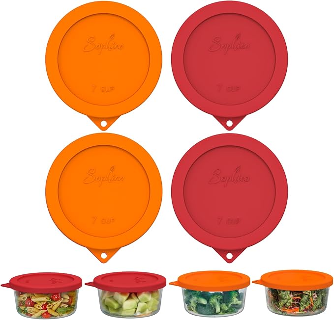 SOPHICO 1 Cup Round Silicone Replacement for Pyrex & Anchor Hocking 7202-PC | Food Grade Silicone, Leakproof、Airtight Lids, Dishwasher Microwave Safe